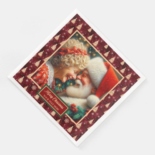 Rood Goud Groen Servetten Kerst Mr. & Mrs. Claus (Hoek)