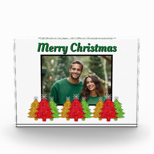 Rood Goud groen sprankeling Kerstfoto sjabloon Fotoblokken (Voorkant)