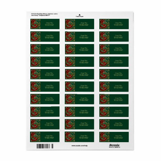 Rood Goud Groen Vakantie Retour Adres Label (Full Sheet)