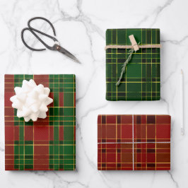 Rood, Goud & Groen Winter Kerstmis Schotland gerui Inpakpapier Vel