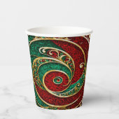 Rood Goud Groene Kerst Papier Bekers (Voorkant)