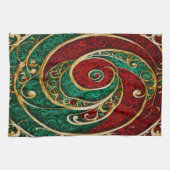 Rood Goud Groene Kerst Vakantie Keuken Handdoek (Horizontaal)