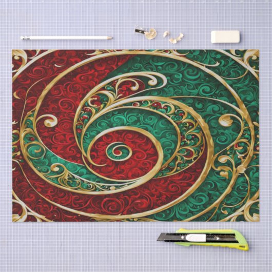 Rood Goud Groene Kerst Vakantie Tissue Papier (Craft)