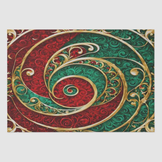 Rood Goud Groene Kerst Vakantie Tissue Papier (Voorkant)