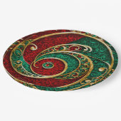 Rood Goud Groene Kerst Vakantiepapier Bord (Gekanteld)