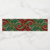 Rood Goud Groene Kerstvakantie Waterfles Etiket (Enkel label)