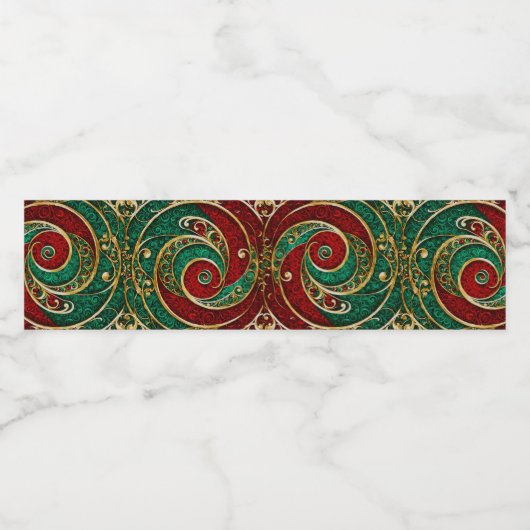 Rood Goud Groene Kerstvakantie Waterfles Etiket (Enkel label)