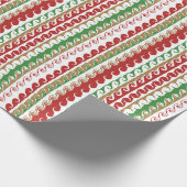 Rood, goud, groene krullende streep vakantie cadeaupapier (Hoek)