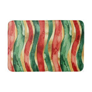 Rood Goud Groene Stripes Kerstmis Badmat