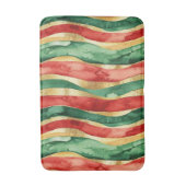 Rood Goud Groene Stripes Kerstmis Badmat (Voorkant Verticaal)