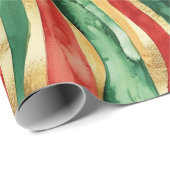 Rood Goud Groene Stripes Kerstmis Cadeaupapier (Rol Hoek)