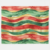 Rood Goud Groene Stripes Kerstmis Fleece Deken (Voorkant (Horizontaal))