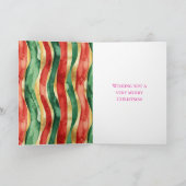Rood Goud Groene Stripes Kerstmis Kaart (Binnen)