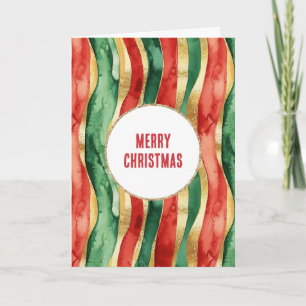 Rood Goud Groene Stripes Kerstmis Kaart