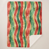 Rood Goud Groene Stripes Kerstmis Sherpa Deken (Voorkant)