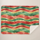 Rood Goud Groene Stripes Kerstmis Sherpa Deken (Voorkant (horizontaal))