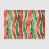 Rood Goud Groene Stripes Kerstmis Tissuepapier (Voorkant)