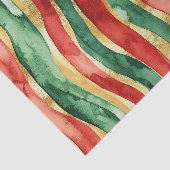 Rood Goud Groene Stripes Kerstmis Tissuepapier (Detail)