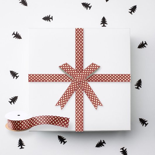 Rood & Goud Groovy Retro Patroon Kerstmis Satijnen Lint