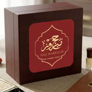 Rood Goud Hajj Mabroor Sticker Persoonlijk Geschen