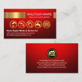 Rood Goud Handyman Gereedschap Streep Visitekaartje (Voorkant / Achterkant)