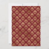 Rood & Goud Hart Damast 21e Verjaardag Kaart (Achterkant)