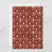 Rood & Goud Hart Damast Galentine's Dinerfeest Kaart (Achterkant)