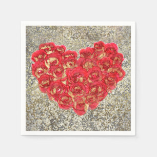Rood & Goud Hart Glam Valentijnsdag Feestje Servet