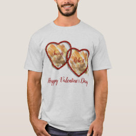 Rood Goud Hart Modern Happy Valentines Day Mannen T-shirt
