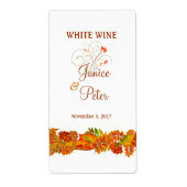 Rood Goud herfst bladeren Bruiloft Wijn Label (Voorkant)