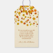 Rood & goud herfst esdoorn bladeren Bruiloft Dank  Cadeaulabel (Achterkant)