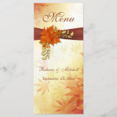 Rood goud Herfstbladeren Wedding Menu Rack Kaart (Voorkant)