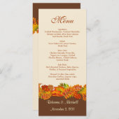Rood goud Herfstbladeren Wedding Menu Rack Kaart (Voorkant / Achterkant)