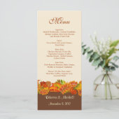 Rood goud Herfstbladeren Wedding Menu Rack Kaart (Staand voorkant)