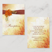 Rood & goud Herfstbladeren Wedding Receptie Kaart (Voorkant / Achterkant)