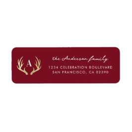 Rood & Goud Herten Antlers Kerst retouradres Etiket