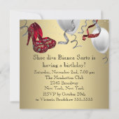 Rood Goud Hoge Hak Schoenen Verjaardagsfeest Kaart (Achterkant)