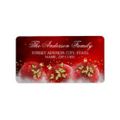 Rood & Goud Holly Baubles Kerst Adresetiketten Etiket (Voorkant)