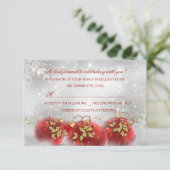 Rood & Goud Holly Baubles Kerstfeest RSVP (Staand voorkant)