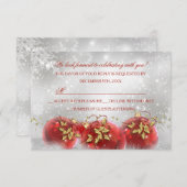Rood & Goud Holly Baubles Kerstfeest RSVP (Voorkant / Achterkant)