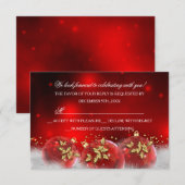 Rood Goud Holly Baubles Kerstfeest RSVP Kaartje (Voorkant / Achterkant)