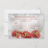 Rood & Goud Holly Baubles Kerstfeest RSVP Kaartje (Voorkant)