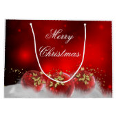 Rood & Goud Holly Baubles Vrolijk Kerstfeest Groot Cadeauzakje (Achterkant)