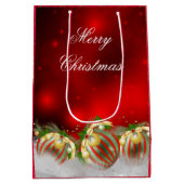 Rood & Goud Holly Baubles Vrolijk Kerstmis 2 Medium Cadeauzakje (Achterkant)