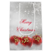 Rood & Goud Holly Baubles Zilver Vrolijk Kerstfees Medium Cadeauzakje (Achterkant)