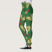 Rood & Goud Holly Bessen & Bladeren in Waterverf Leggings (Links)