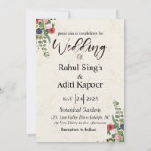 Rood & Goud Indisch paar Bruiloft Uitnodiging (Achterkant)