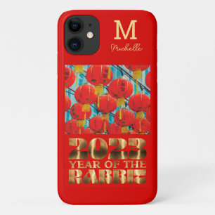 Rood Goud Initieel Monogram Maans Nieuwjaar van de Case-Mate iPhone Case