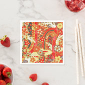 Rood Goud Japans Kimono Bloemen Decoupage Papier Servet (Insitu)