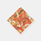 Rood Goud Japans Kimono Bloemen Decoupage Papier Servet (Hoek)